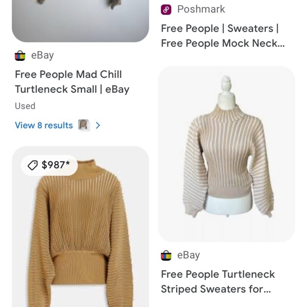 Free People Mad chill mock neck ribbed knit sweater balloon sleeves medium NWT - Picture 4 of 9